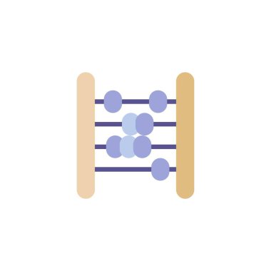 Kont Abaküs 'ün yassı ikonu, vektör işareti, Abaküs' ün beyaz üzerine izole edilmiş renkli çizimi. Sembol, logo çizimi. Düz biçim tasarımı