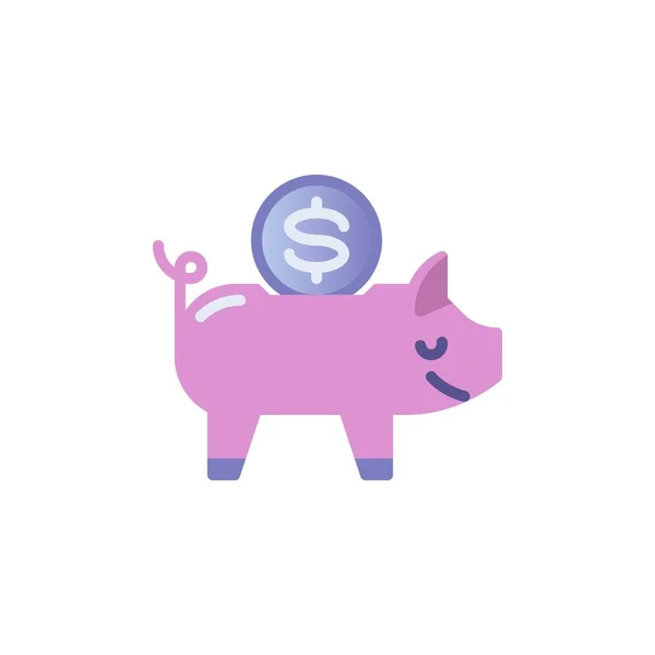 Piggy Bank Money Flat Icon Vector Sign Coins Piggy Bank — Stock Vector