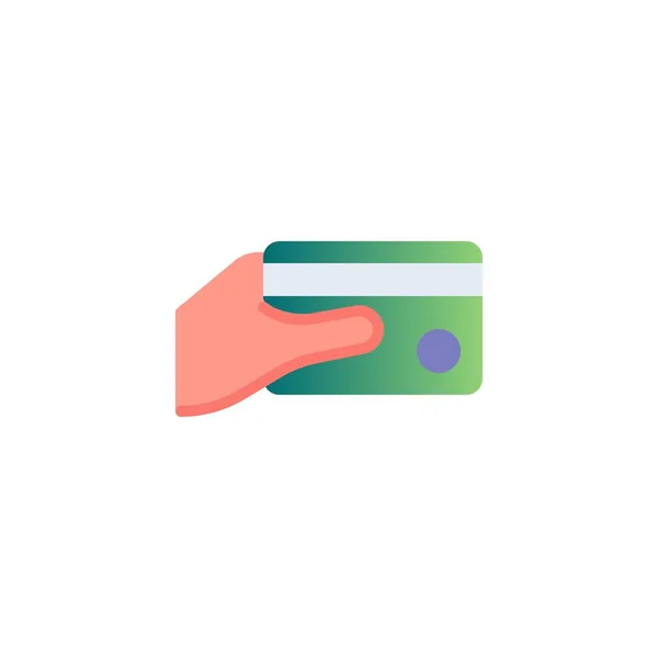 Credit Card Payment Flat Icon Vector Sign Hand Credit Card — Stock Vector