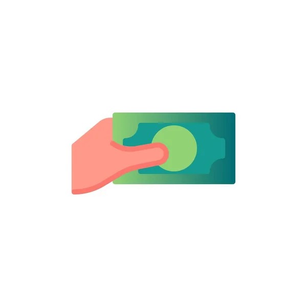 Cash Payment Flat Icon Vector Sign Hand Money Bill Colorful — Stock Vector