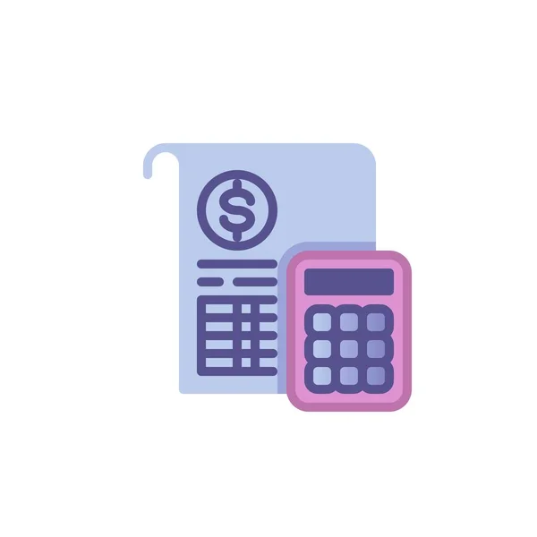 Finanční Účetnictví Ploché Ikony Vektorové Znamení Peníze Dokument Kalkulačka Barevné — Stockový vektor