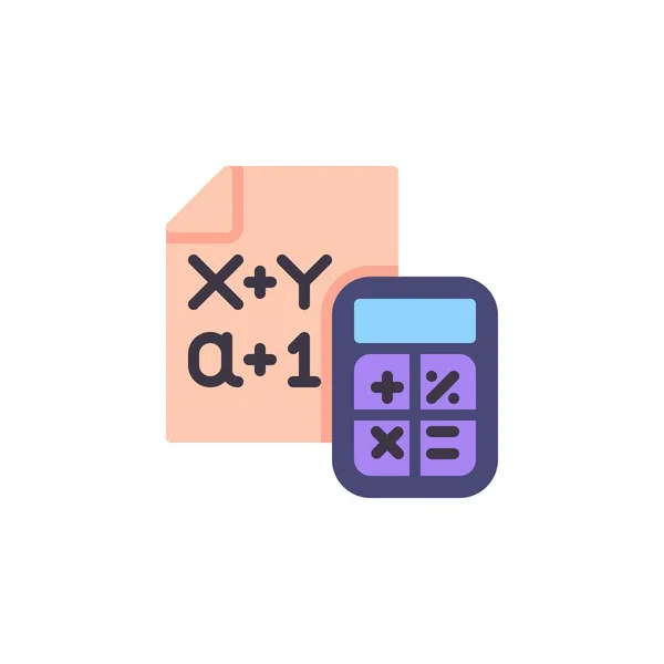 Conhecimento Matemático Ícone Plano Sinal Vetorial Cálculos Matemáticos Pictograma Colorido —  Vetores de Stock
