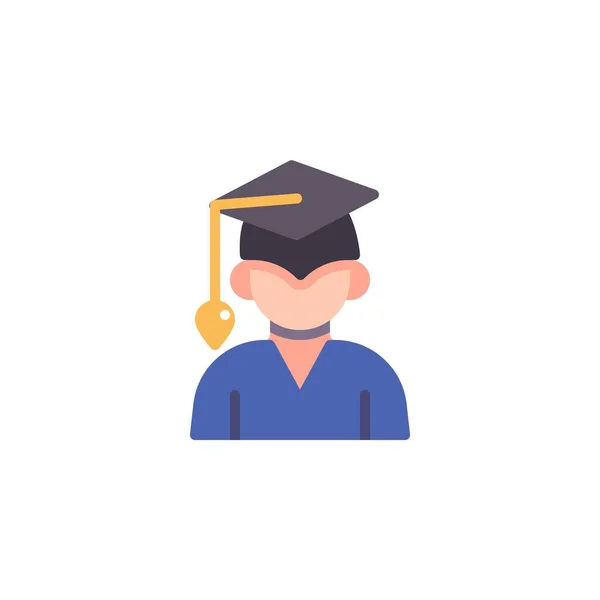 Graduation Student Platte Pictogram Vector Teken Student Kleurrijke Pictogram Geïsoleerd — Stockvector