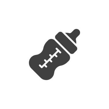 Bebek süt şişesi vektör simgesi. Mobil konsept ve web tasarımı için düz tabela. Besleme şişesi simgesi. Sembol, logo çizimi. Vektör grafikleri