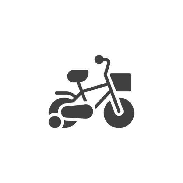 ベビーバイクのベクトルアイコン モバイルコンセプトとウェブデザインのための完全なフラット記号 バスケットグリフアイコン付き自転車 シンボル ロゴイラスト ベクトルグラフィックス — ストックベクタ