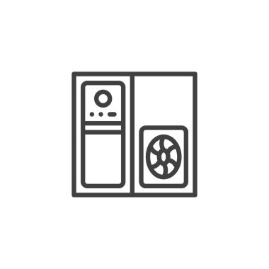 Bilgisayar dosyası simgesi. Mobil konsept ve web tasarımı için doğrusal biçim işareti. PC kule ana hatlı vektör simgesi. Sembol, logo çizimi. Vektör grafikleri