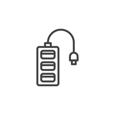 USB İnbot hattı simgesi. Mobil konsept ve web tasarımı için doğrusal biçim işareti. USB Port Hub ana hat vektör simgesi. Sembol, logo çizimi. Vektör grafikleri