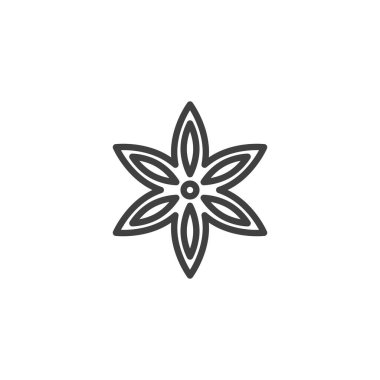 Yıldız çizgisi simgesi anason. Mobil konsept ve web tasarımı için doğrusal biçim işareti. Anason baharat çizgisi vektör simgesi. Sembol, logo çizimi. Vektör grafikleri