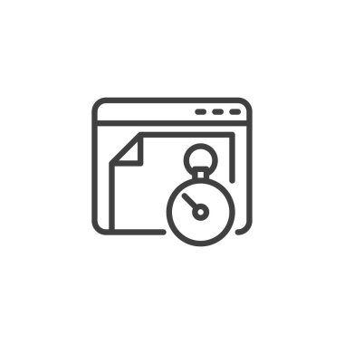 Zaman yönetimi çizgisi simgesi. Mobil konsept ve web tasarımı için doğrusal biçim işareti. Web optimizasyon ana hatları vektör simgesi. Sembol, logo çizimi. Vektör grafikleri