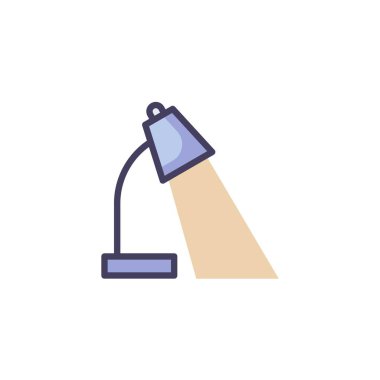 Masa lambası dış hat simgesi, çizgi vektör işareti, beyaz üzerine izole edilmiş doğrusal renkli resim. Sembol, logo çizimi. Vektör grafikleri