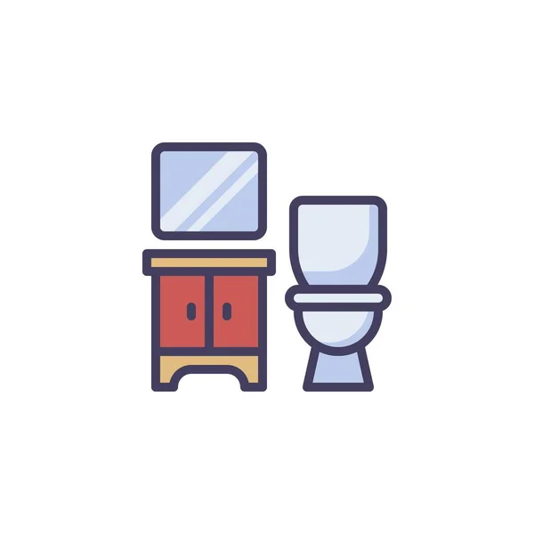 Туалетная Комната Заполнена Контур Значок Линия Вектор Знак Туалетное Зеркало — стоковый вектор