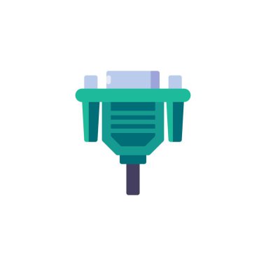 VGA kablo düz simgesi, vektör işareti, beyaz üzerine izole edilmiş bilgisayar kablo renkli resim. Sembol, logo çizimi. Düz biçim tasarımı