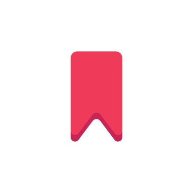 Yer imi düz simgesi, vektör işareti, beyaz üzerine izole edilmiş kırmızı yer imi resmi. Sembol, logo çizimi. Düz biçim tasarımı