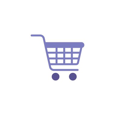 Alışveriş arabası düz ikonu, vektör işareti, beyaz üzerine izole edilmiş market tramvayı renkli resim. Sembol, logo çizimi. Düz biçim tasarımı