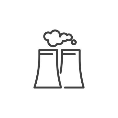 Endüstriyel kirlilik çizgisi simgesi. Mobil konsept ve web tasarımı için doğrusal biçim işareti. Duman hatlı vektör ikonlu bir boru. Sembol, logo çizimi. Vektör grafikleri