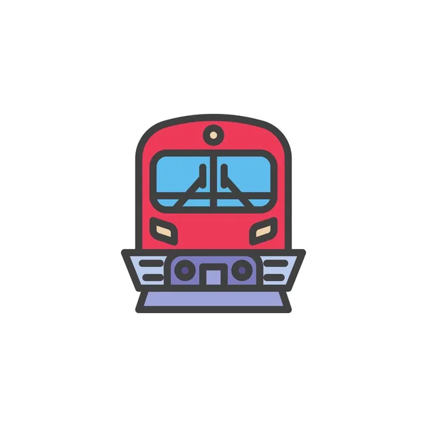 火车填充轮廓图标 地铁线矢量标志 地铁线彩色象形文字隔离在白色上 标识插图 矢量图形 — 图库矢量图片