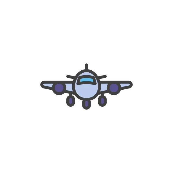 Icono Contorno Lleno Plano Signo Vector Línea Avión Pictograma Lineal — Vector de stock