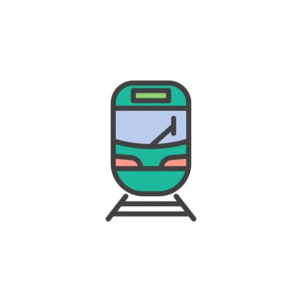 Τραμ Μπροστά Γεμισμένο Εικονίδιο Περίγραμμα Γραμμή Διάνυσμα Σημάδι Σιδηροδρομικό Μετρό — Διανυσματικό Αρχείο