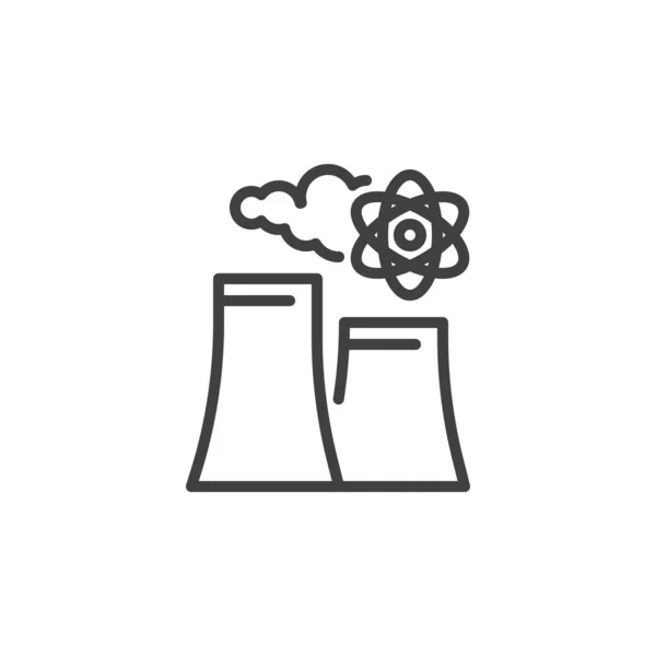原子力発電所のラインアイコン モバイルコンセプトとウェブデザインのためのリニアスタイルのサイン 原子力煙の輪郭ベクトルアイコン シンボル ロゴイラスト ベクトルグラフィックス — ストックベクタ