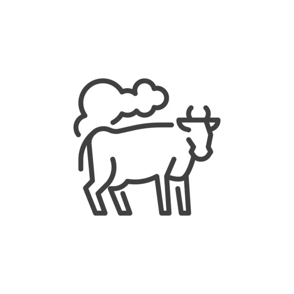 牛のおならのアイコン モバイルコンセプトとウェブデザインのためのリニアスタイルのサイン 動物のメタン排出量の輪郭ベクトルアイコン シンボル ロゴイラスト ベクトルグラフィックス — ストックベクタ