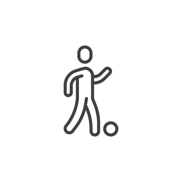 Играю Иконку Футбольной Линии Знак Стиля Мобильной Концепции Веб Дизайна — стоковый вектор