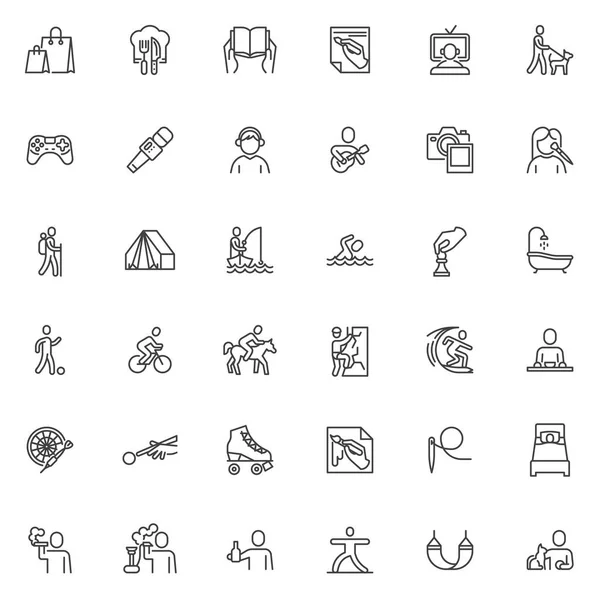 Recreation Hobbies Line Icons Set Linear Style Symbols Collection Outline — Stock Vector