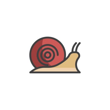 Salyangoz taslak simgesi, çizgi vektör işareti, beyaz üzerine izole edilmiş doğrusal renkli resim. Sembol, logo çizimi. Vektör grafikleri