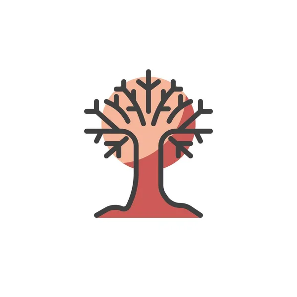 Bare Δέντρο Γεμάτο Εικονίδιο Περίγραμμα Γραμμή Διάνυσμα Σημάδι Γραμμικό Πολύχρωμο — Διανυσματικό Αρχείο