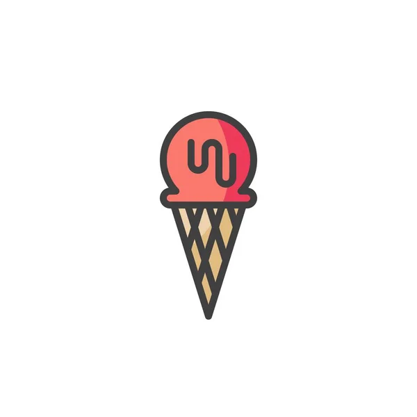 Icono Contorno Lleno Helado Signo Vector Línea Pictograma Lineal Colorido — Archivo Imágenes Vectoriales