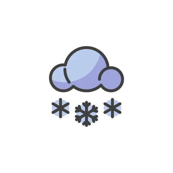 云雪交融的轮廓图标 线条矢量符号 线形彩色象形文字孤立在白色上 冬季天气标志 标志图解 矢量图形 — 图库矢量图片