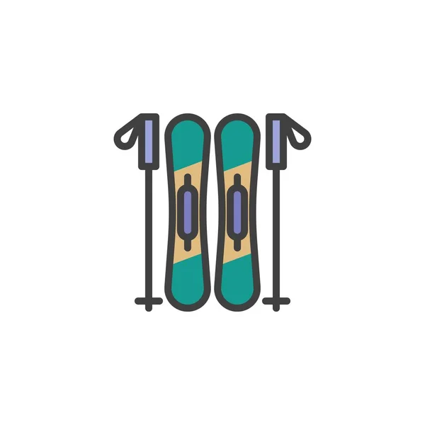 Ski Polen Gevuld Outline Icoon Lijn Vector Teken Lineair Kleurrijk — Stockvector