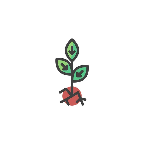 Заполненный Контур Растения Знак Вектора Линии Линейная Красочная Пиктограмма Выделенная — стоковый вектор