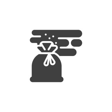 Çöp kokusu vektör simgesi. Mobil konsept ve web tasarımı için düz tabela. Çöp torbası glifin kokusunu alır. Sembol, logo çizimi. Vektör grafikleri