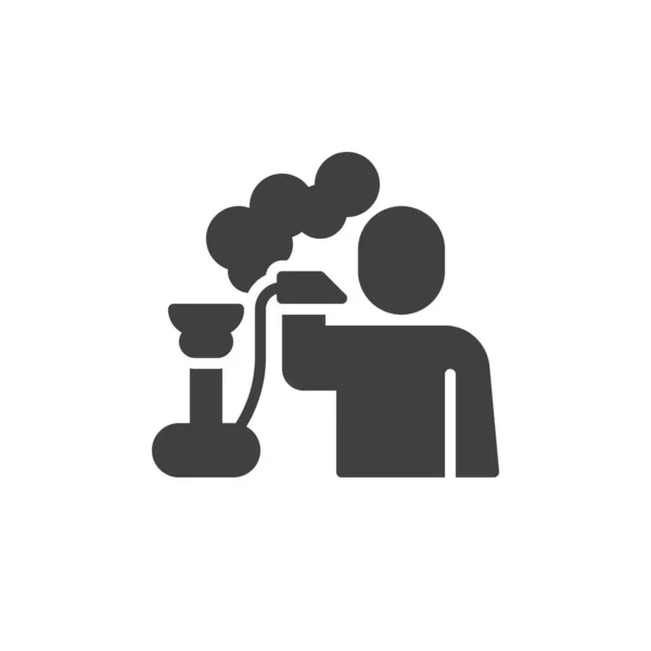 Hombre Fumar Icono Vector Hookah Signo Plano Lleno Para Concepto — Vector de stock