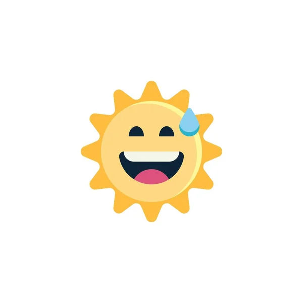 Sun Χαμογελώντας Πρόσωπο Εφίδρωση Επίπεδη Εικόνα Σημάδι Διάνυσμα Πολύχρωμο Εικονόγραμμα — Διανυσματικό Αρχείο