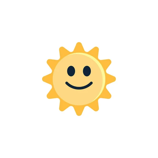 Sun Mírně Usměvavá Tvář Plochá Ikona Vektorová Značka Barevný Piktogram — Stockový vektor