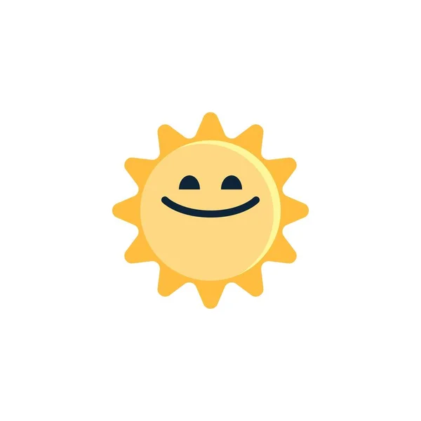 Sol Sonriente Cara Con Ojos Sonrientes Icono Plano Signo Vectorial — Archivo Imágenes Vectoriales
