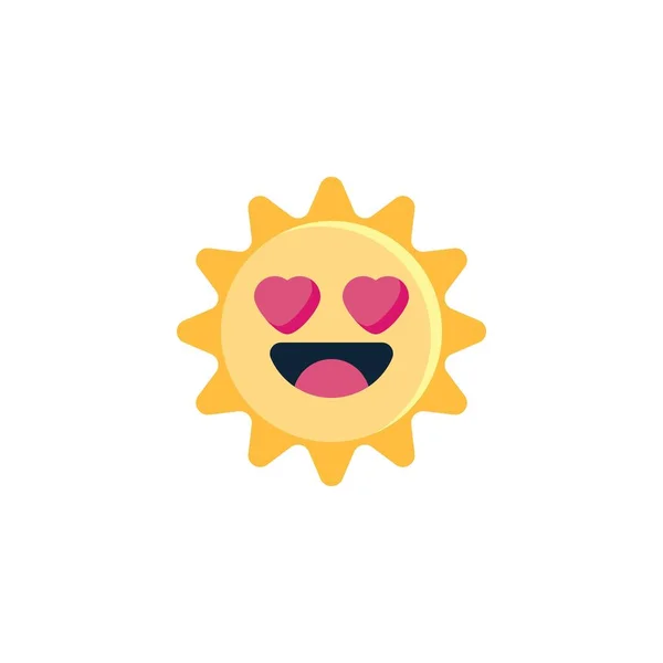 Smiling Sun Face Heart Eyes Flat Icon Vector Sign Pictograma —  Vetores de Stock