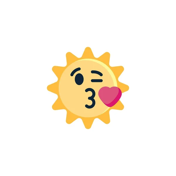 Sun Face Soplando Beso Icono Plano Signo Vectorial Pictograma Colorido — Archivo Imágenes Vectoriales