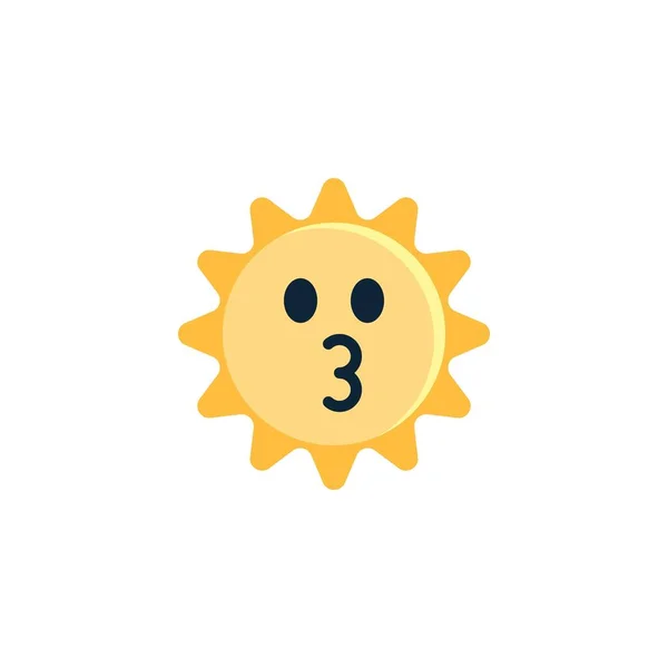 Beijar Sun Face Emoji Ícone Plano Sinal Vetor Pictograma Colorido — Vetor de Stock