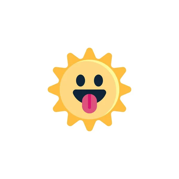 Sun Face Tongue Płaska Ikona Znak Wektorowy Kolorowy Piktogram Izolowany — Wektor stockowy