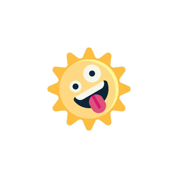 Zany Sun Face Emoticon Flat Icon Vector Sign Colorful Pictogram — Stock vektor