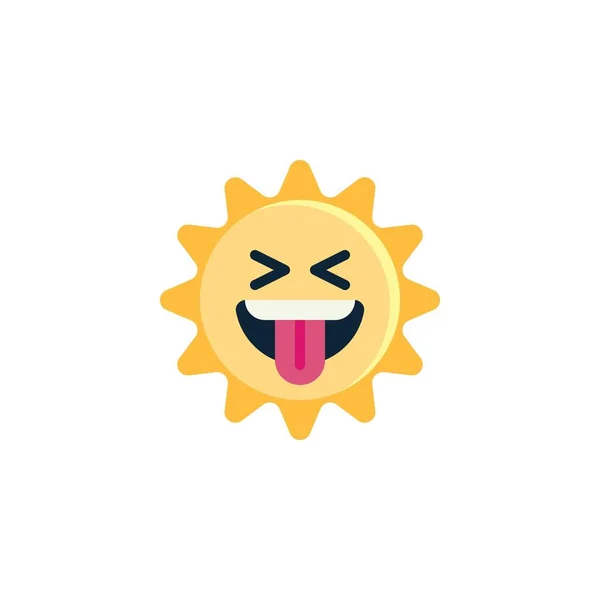 Sun Squinting Face Com Ícone Língua Plana Sinal Vetor Pictograma — Vetor de Stock