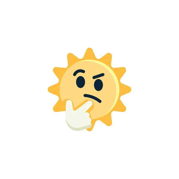 Gondolkodó Sun Face Emoji Lapos Ikon Vektor Jel Színes Piktogram — Stock Vector