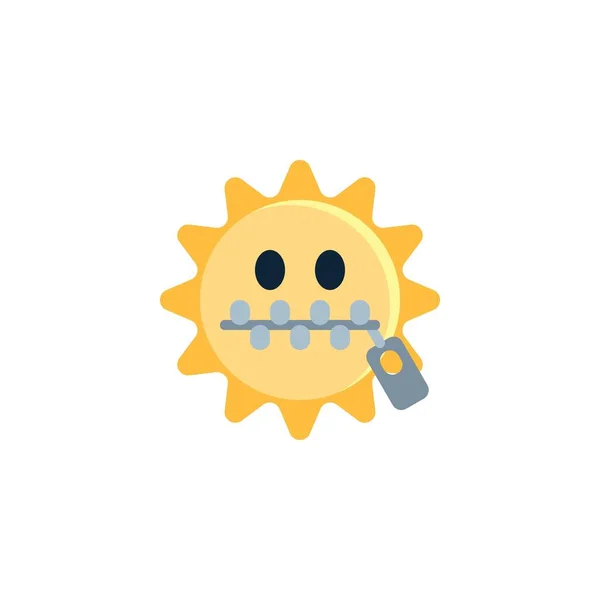 Sun Zipper Mouth Face Flat Icon Vector Sign Colorful Pictogram — 스톡 벡터