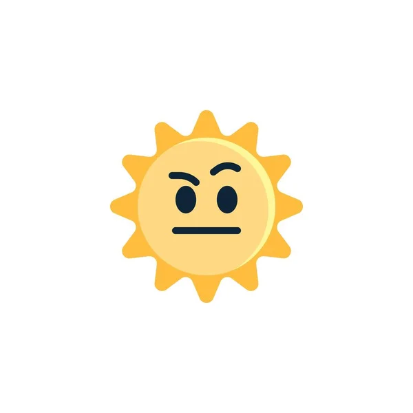 Sun Face Raised Eyebrow Flat Icon Vector Sign Colorful Pictogram — 스톡 벡터