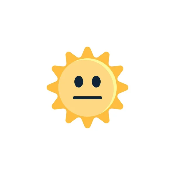 Sun Neutral Face Emoticon Płaska Ikona Znak Wektorowy Kolorowy Piktogram — Wektor stockowy