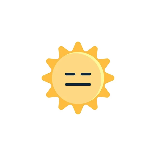 Expressionless Sun Face Emoji Icône Plate Signe Vectoriel Pictogramme Coloré — Image vectorielle