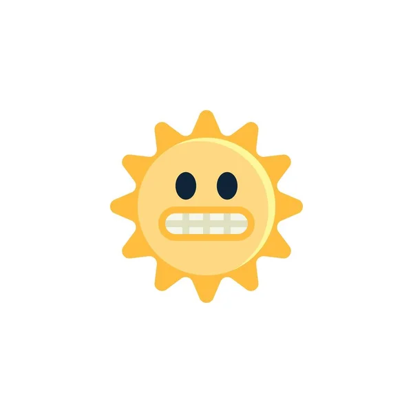 Grimacing Sun Face Emoticon Ícone Plano Sinal Vetor Pictograma Colorido — Vetor de Stock