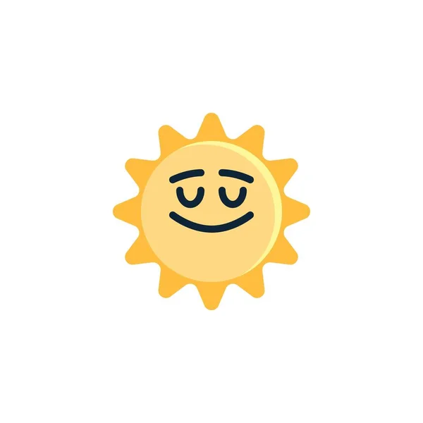 Sun Relieved Face Emoji Icona Piatta Segno Vettoriale Pittogramma Colorato — Vettoriale Stock